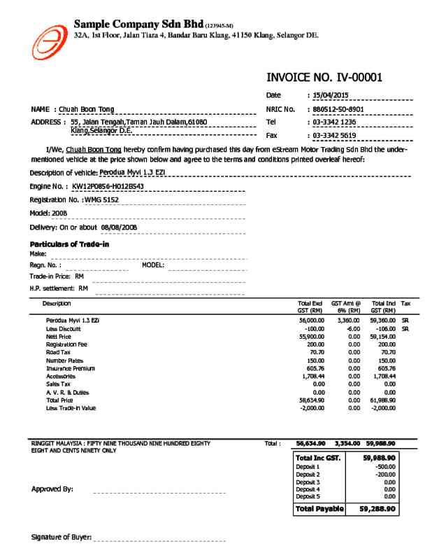 33 Tax Invoice Car Trading 1